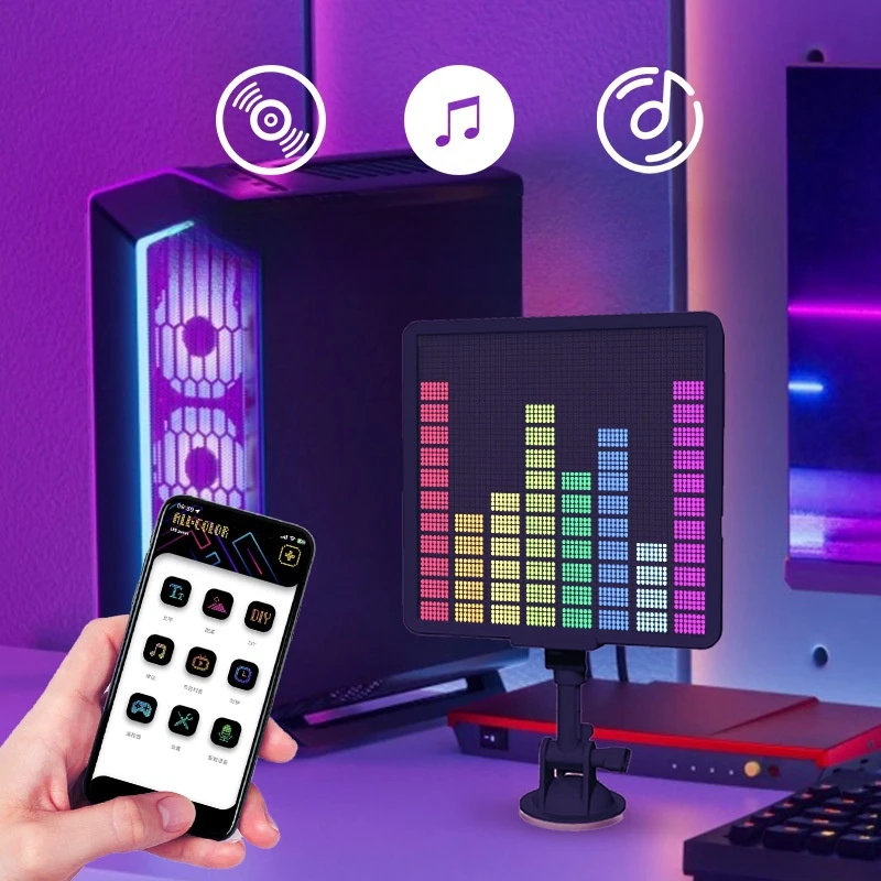 Car DIY LED Sign Screen 32x32 Led Smart Matrix Pixel Panel Lamp MobilePhone APP Control for Windshield Display Screen Auto Decor-3