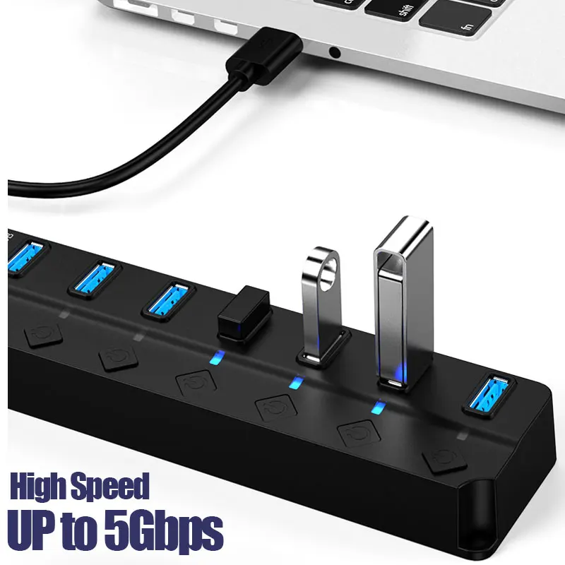 USB 3.0 Power Adapter 4/7 Port Multi USB Splitter Hub USB Hub 2.0 USB Multiple Expander Switch 30CM Cable Hub Docking Stations-4