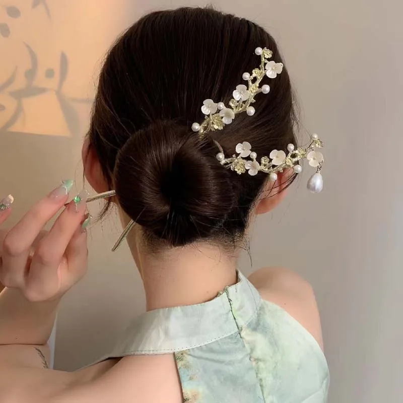 Retro Chinese Style Tassel Hair Clip For Women Hair Stick Pins Flower Handmade Hairpins Charm Jewelry Accessories Hair Ornaments-4