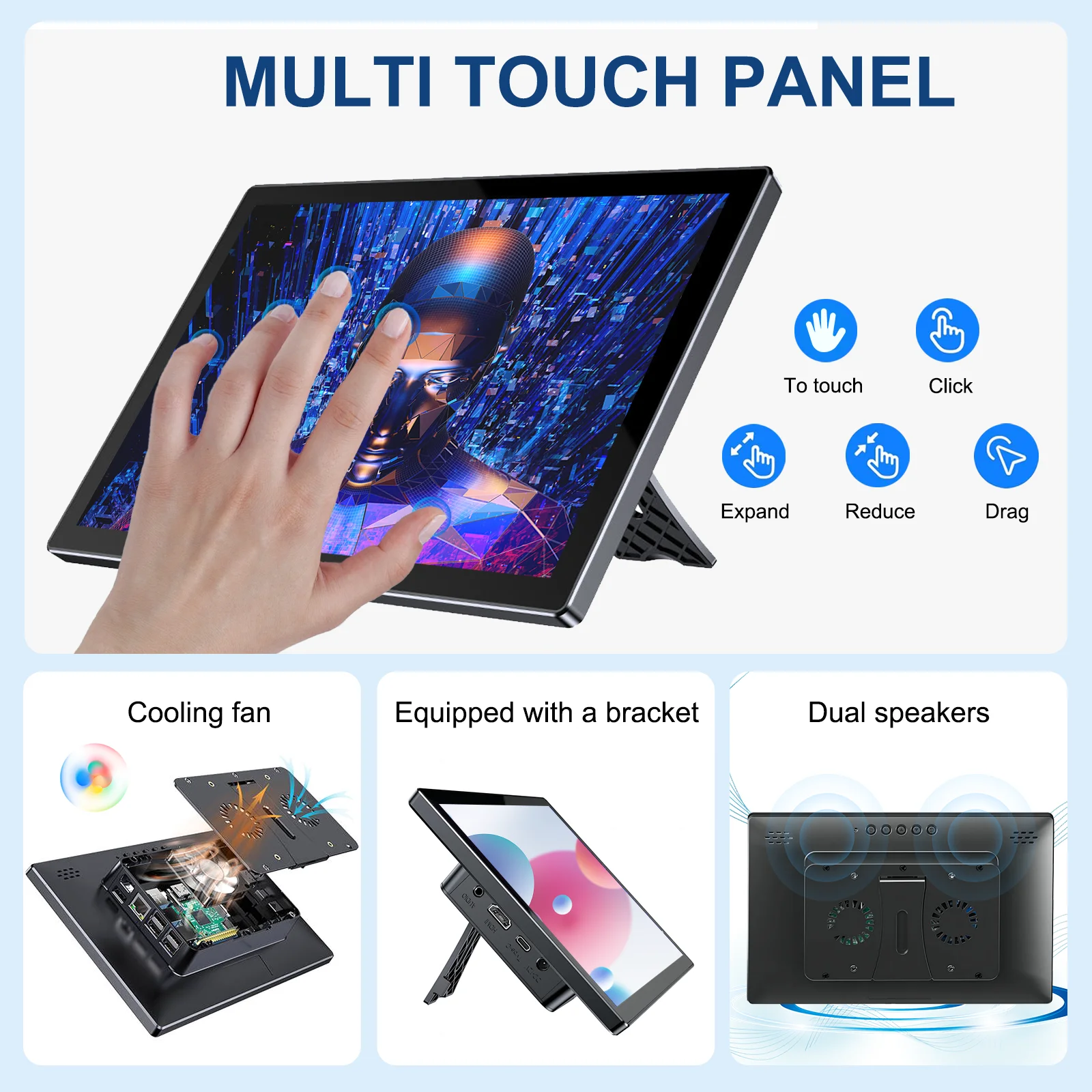 10.1 inch Touch Screen Raspberry Pi Monitor 1920x1200 LCD 16:9 60Hz Raspberry Pi 5 4 3 Industrial Display for Python-4