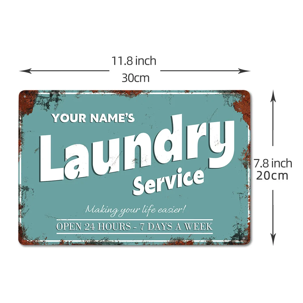 Personalized Laundry Service Vintage Metal Sign Customized Shop Wall Hanging Tin Signage Retro Panel 8