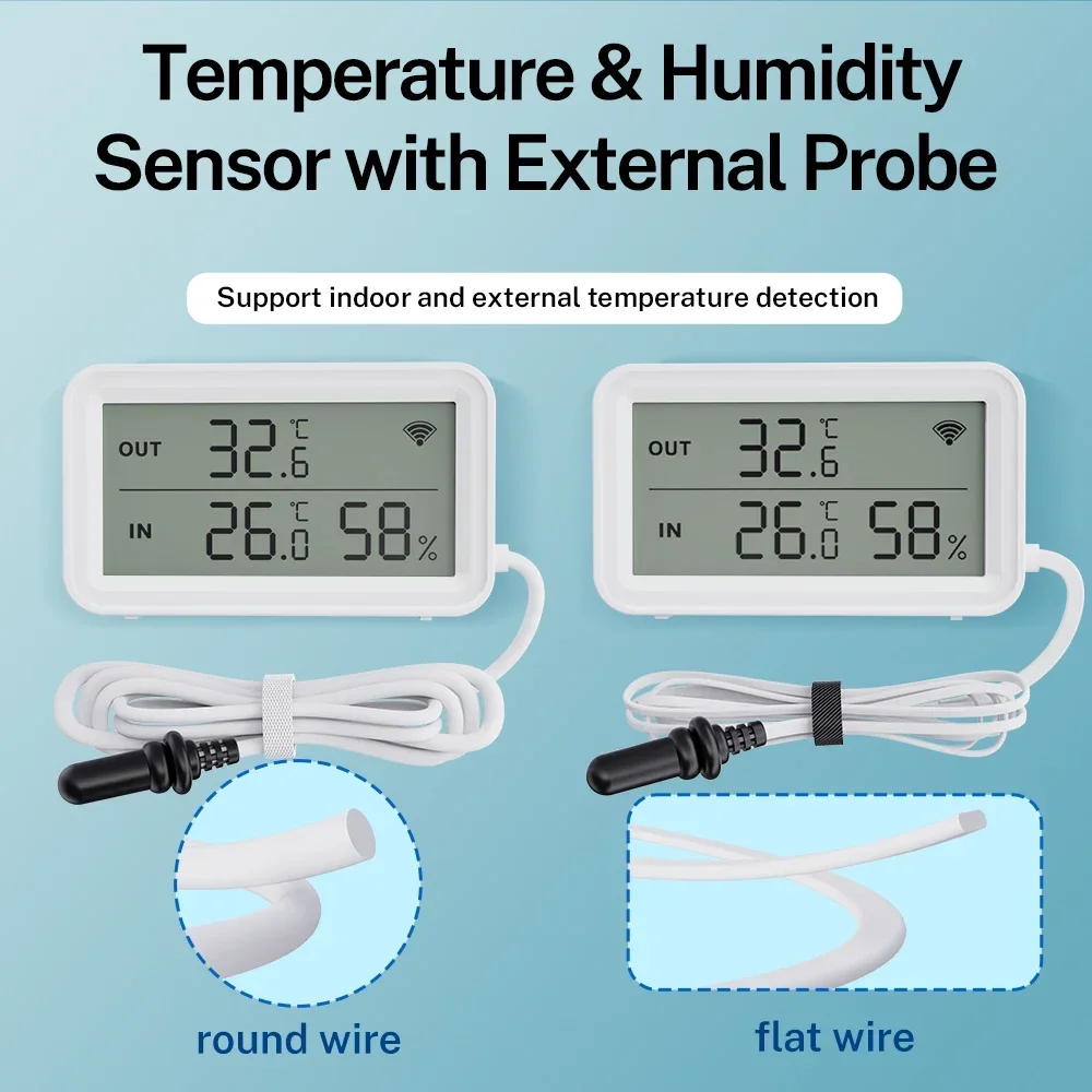Tuya WiFi Temperature and Humidity Sensor with External Probe Home Automation Meter Compatible with Smart Life Google Assistant-2