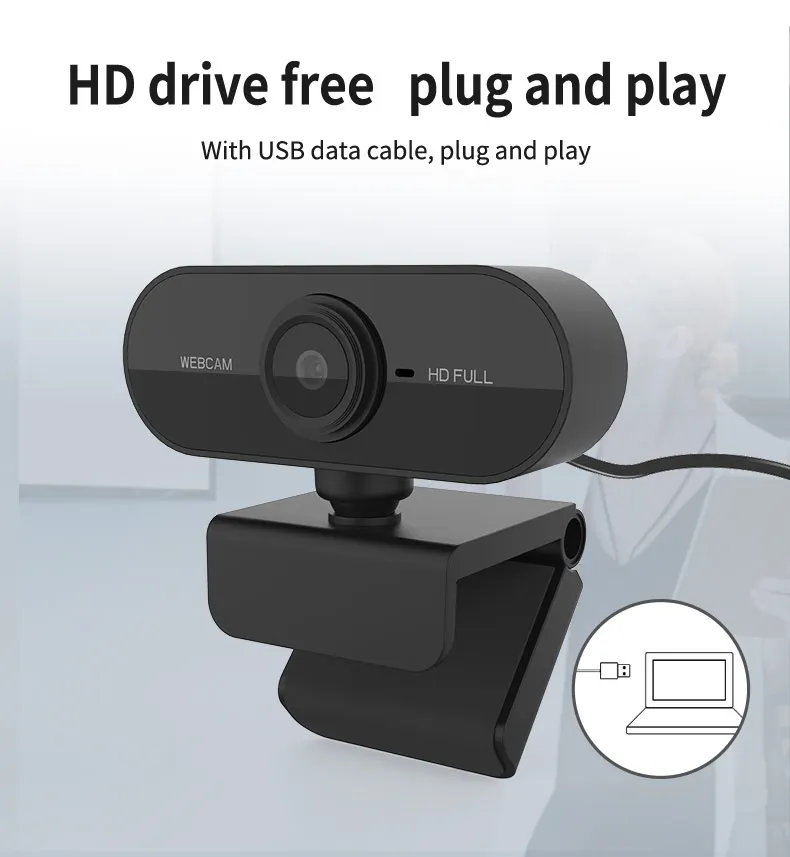 1080P Full HD Computer Network Camera with Microphone USB Plug PC Mac Laptop Desktop Live Video Call Work Mini Camera-3