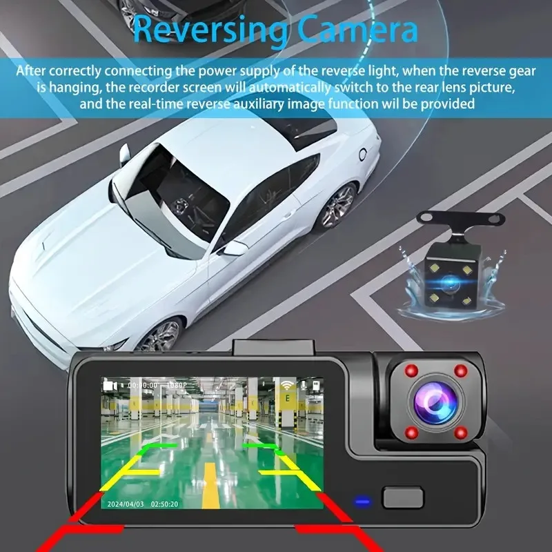 3Camera Dash Cam For Car Camera 1080P Video Recorder WIFI Car DVR 2lens Front Rear View Camera Night Vision Car Accessories-5