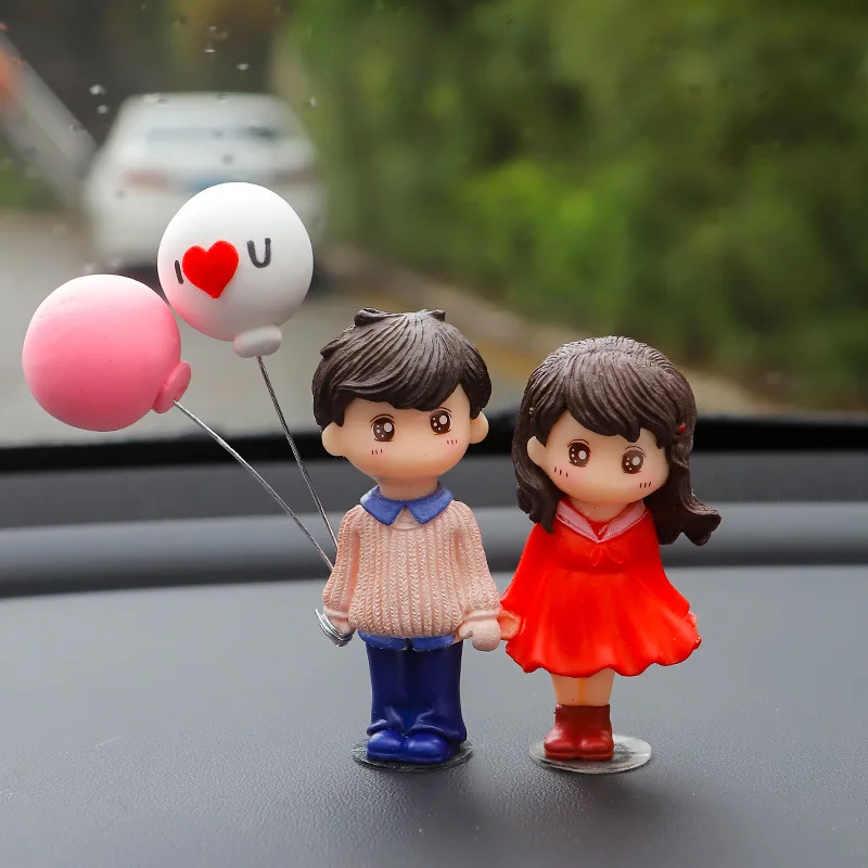 Car Accessories Cute Cartoon Couples Action Figure Figurines Balloon Ornament Auto Interior Dashboard for Girls Gifts Drop-2
