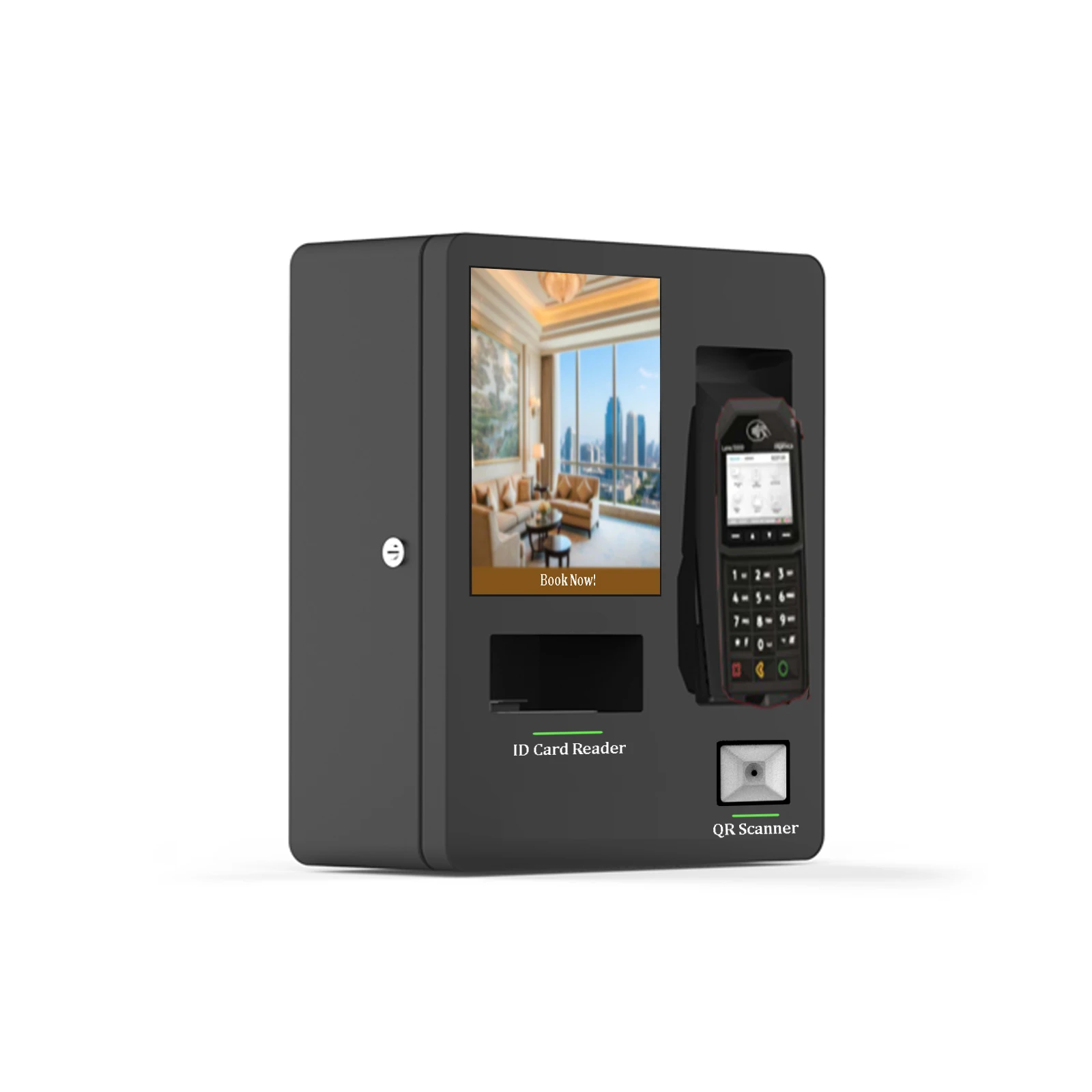 Android Pos Wall Mounted Hotel Self Service Kiosk Touch Screen with Key Dispenser Ticket Printer