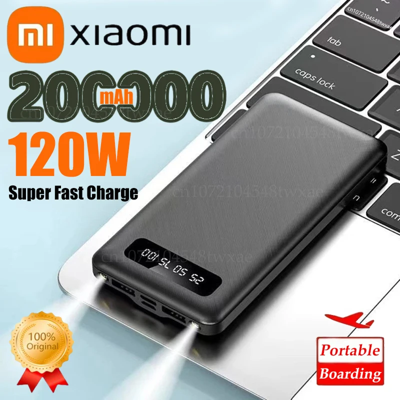 Xiaomi 200000mAh Power Bank 120W Super Fast Charge Large Capacity Portable External Battery With LED Digital Display For Phones