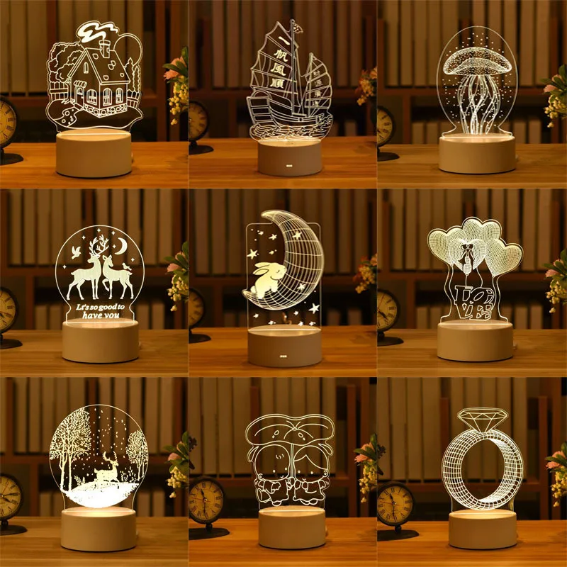 3D Lamp Acrylic USB LED Night Lights Neon Sign Lamp Xmas Christmas Decorations for Home Bedroom Birthday Decor Wedding Gifts-5