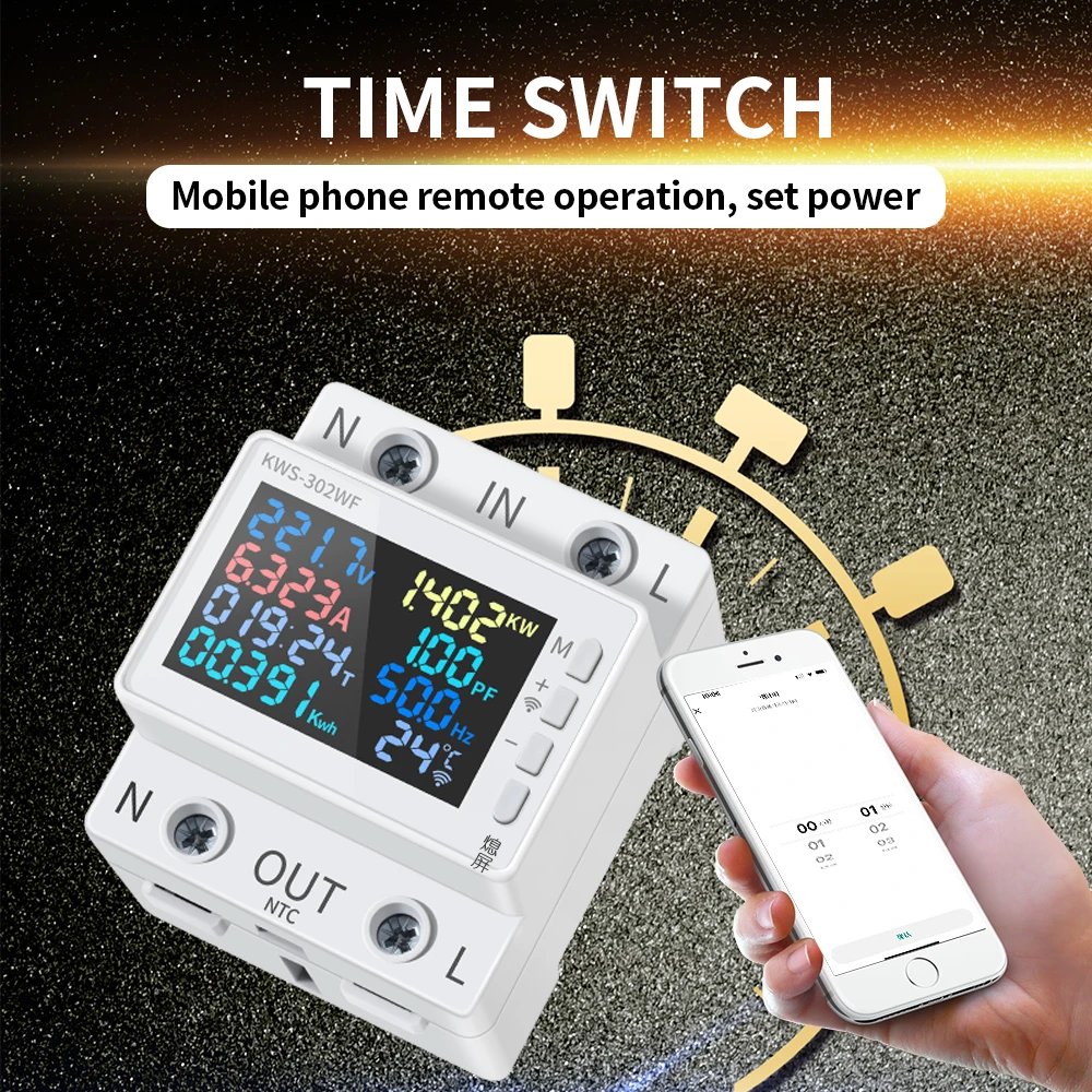 Tuya WiFi 8in1 Power Meter 2P AC Energy Meter APP Control 170-270V/63A Voltage and Current Meter Electricity Meter Smart Life-2