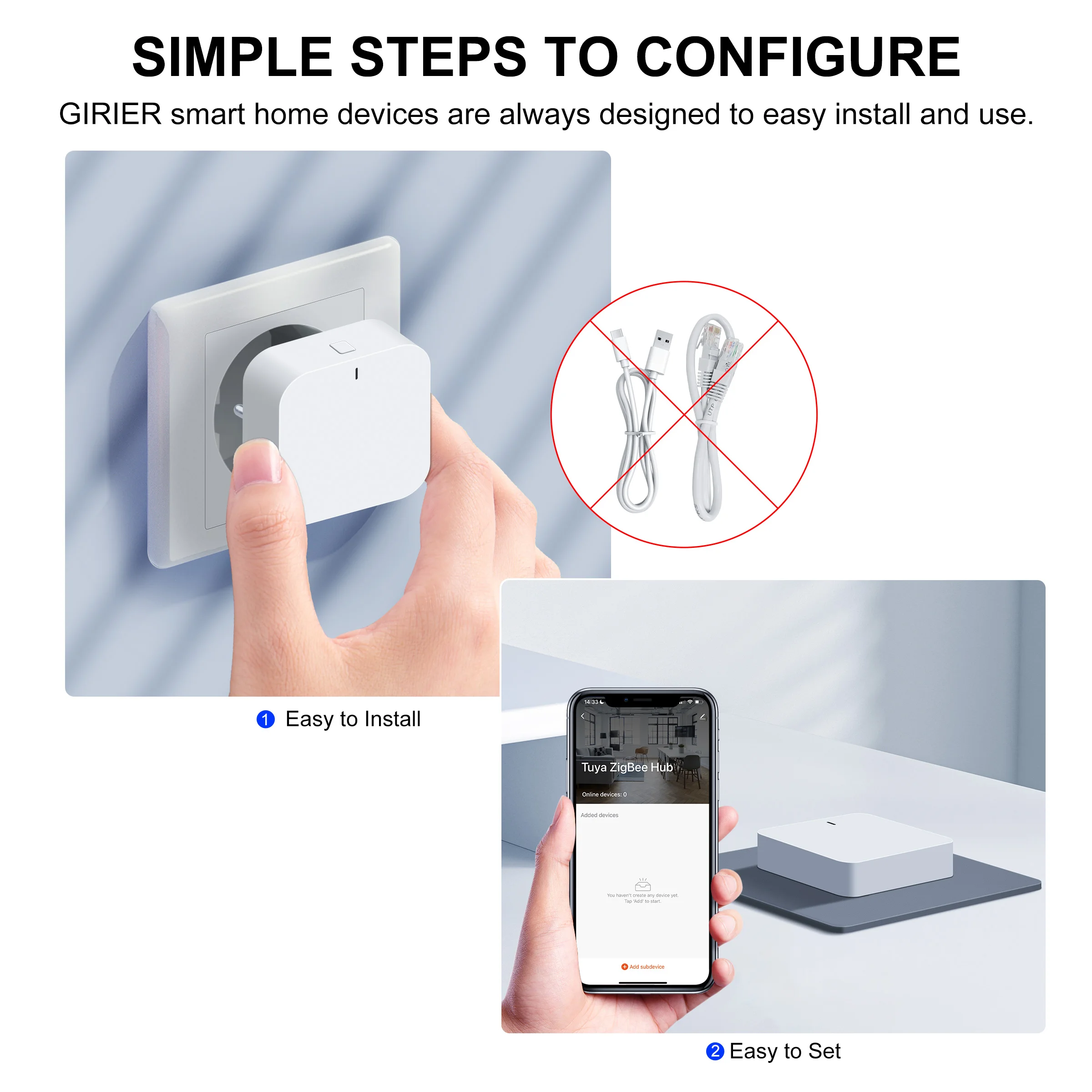 GIRIER Tuya ZigBee Gateway Hub Plug-in Type ZigBee/Bluetooth Multi-mode Gateway Bridge for Smart Home Automation Work with Alexa-3