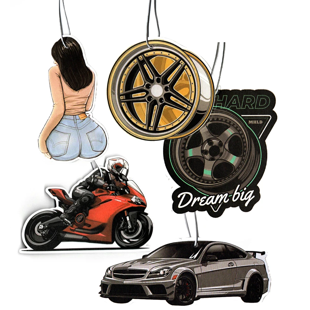 Auto Parts Design Car Air Freshener Hanging Car Rear View Solid Paper Wheel Rim Piston Car Diffuser Interior Accessories Pendant-6
