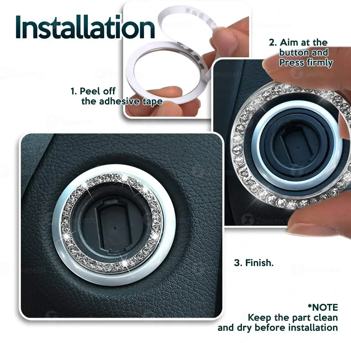 Car Ignition Key Ring Diamond Stickers for Auto Motorcycle Styling Decoration Key Circle Button Car Accessories-3