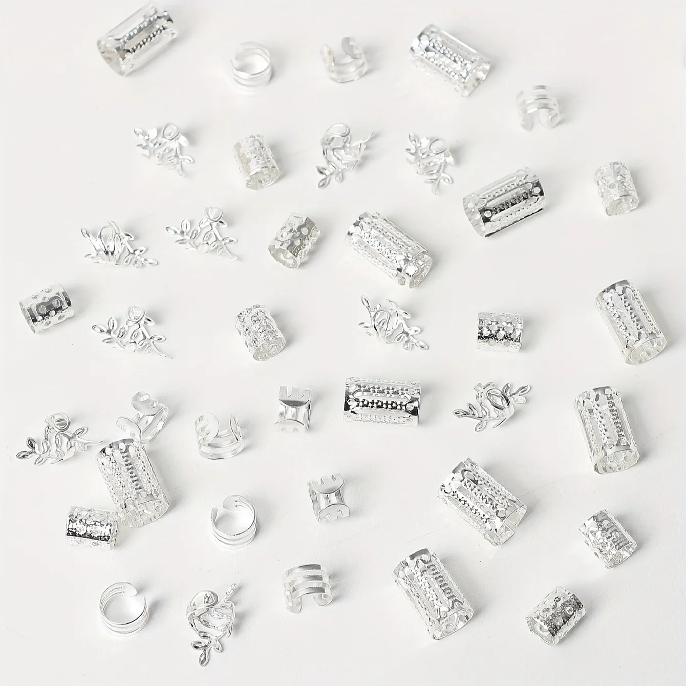 40PCS/Set Elegant Hollow Out Hair Rings With Different Patterns For Women Girls DIY Hair Accessories Loc Hair Jewelry for Braids-6