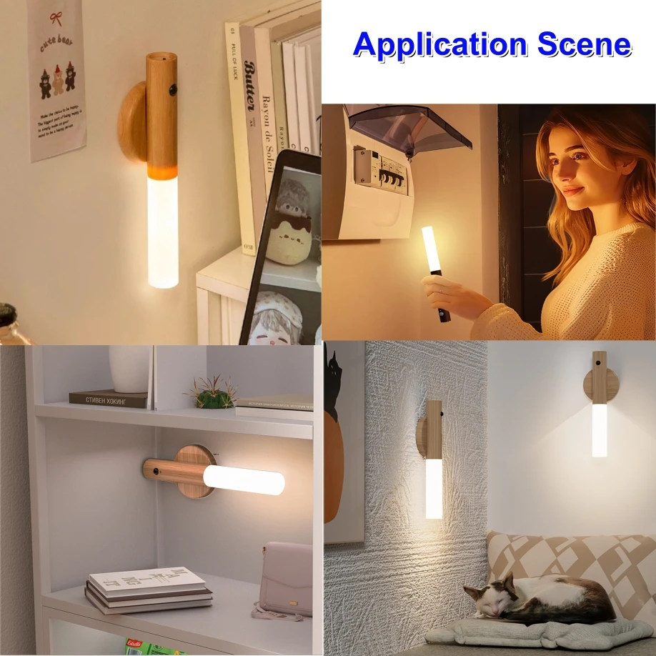 Wireless Motion Sensor LED Night Light Rechargeable Auto Induction Wall Lamp for Kitchen Closet wardrobe Toilet Staircase Decor-4