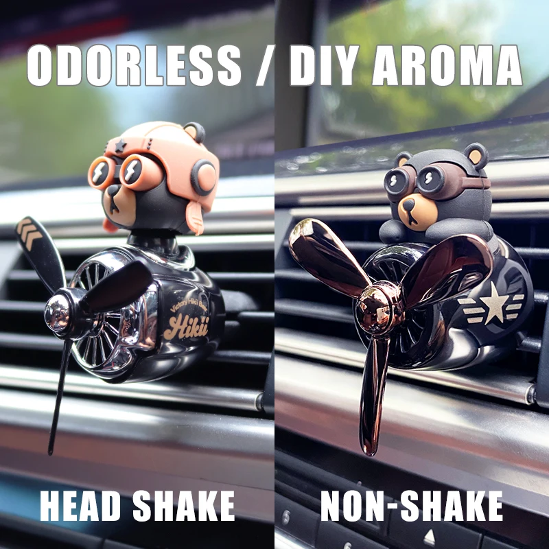 DIY aroma odorless car accessories interor decorations inside ornament plane pilot bear car air fresheners vent clip men cartoon-3