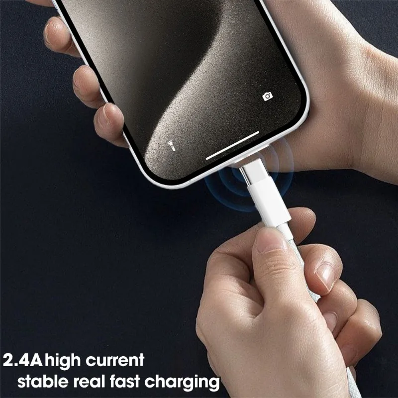 USB C Mobile Phone Cable Fast Charging USB A To Type C Nylon Braided Cord for Apple Carplay IPhone 15/15 Pro/15 Pro Max/15 Plus-4