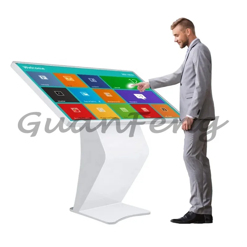 Horizontal All in One Stand Touch Screen Self Service Kiosk 10-point Android System Win System 32" LED Screen 1920 *1080