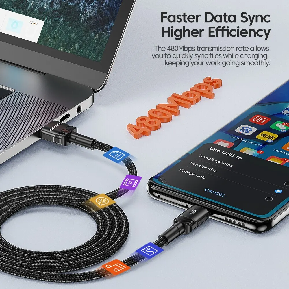 Toocki USB Type C Cable Fast Charging USB C Charger Cord For For iPhone 15 14 13 12 11 Huawei P40 P30 Realme Oppo Oneplus 1m 2m-3