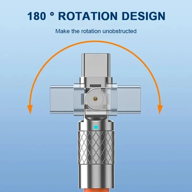 120W 7A Fast Charge USB Type C Cable 180 Degree Rotation Elbow Cable for Game for Xiaomi Redmi Honor Phone Charger USB C Cable-4