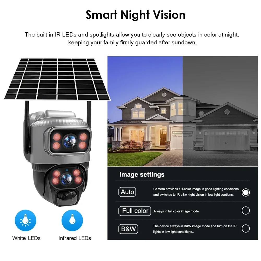 V380 Dual Lens 4G Camera Solar PIR Human Detection Night Vision Waterproof Security Video IP Camara 8MP 4K Battery CCTV Monitor-6