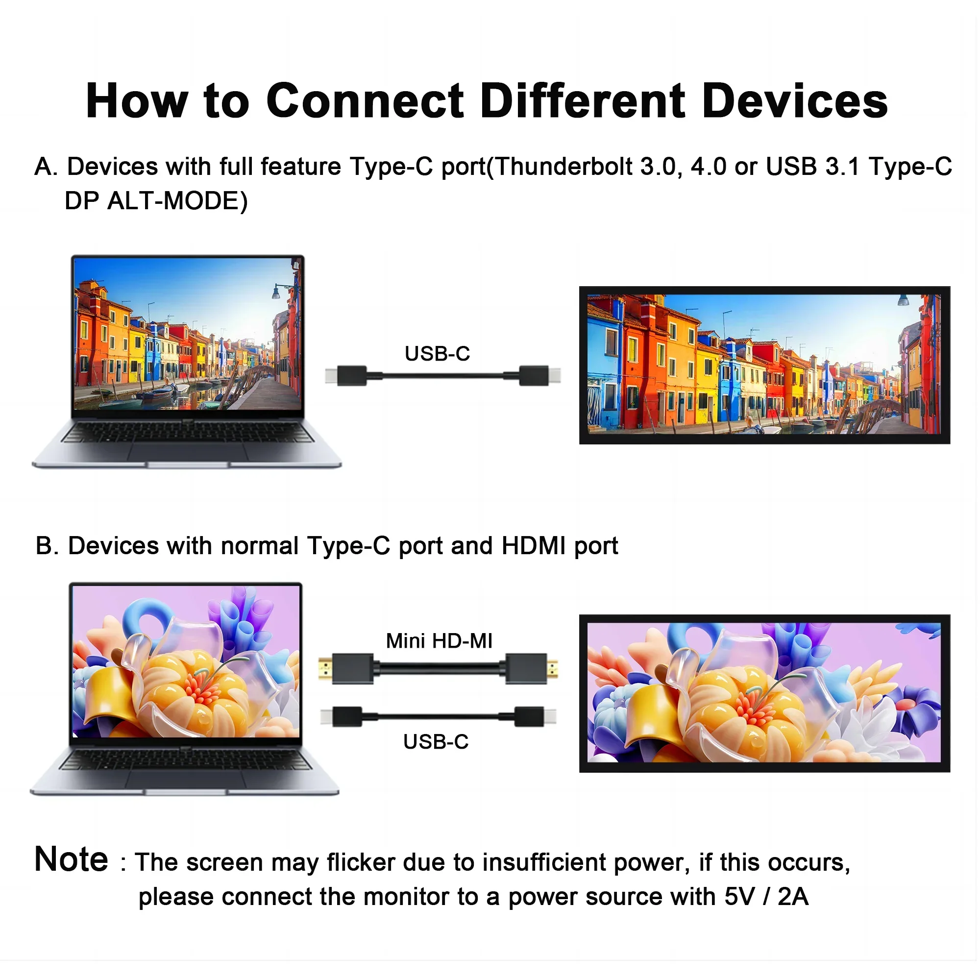 12.3 Inch Touch Screen Portable Monitor HDMI USB-C 1920x720 Stretched Bar LCD Mini Secondary Display for PC Laptop Raspberry Pi-3