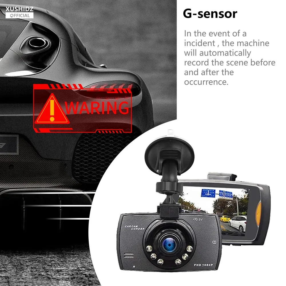 XUSHIDZ 1080P Dash Camera Car Camera Night Vision Vehicle Video Recorder Dashcam DVR Loop Recording Q02 High Cost- Effective-2