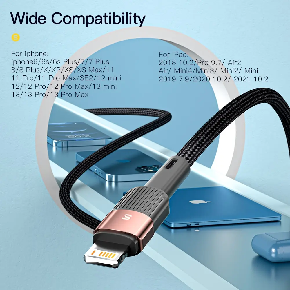 Essager Fast Charging For iPhone Usb Cable 11 12 13 Pro Max Mini Xs Xr X SE 8 7 6 Plus 6s 5 5s 2.4A Wire For iPhone Charger Cord-6