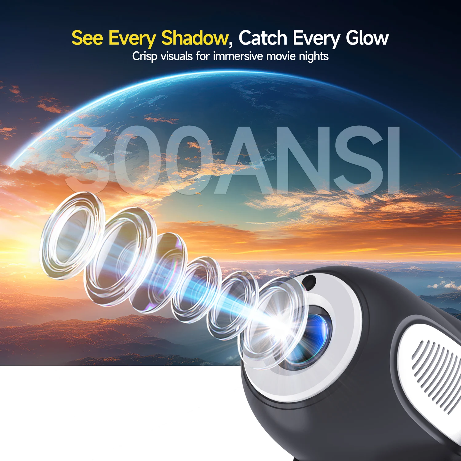 Magcubic 4K HD Projector 1280*720P Wifi6 300ANSI Allwinner H713 180° Flexible BT5.0 Home Cinema Outdoor portable Projetor HY300X-6
