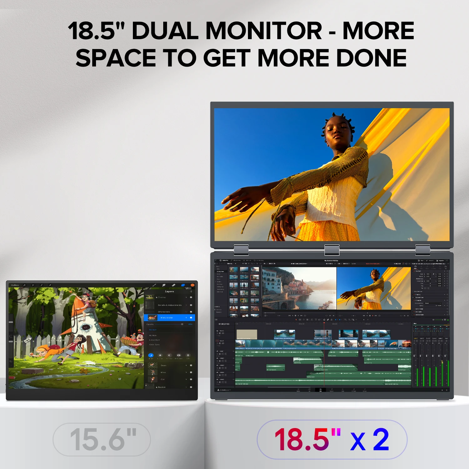 UStation Δ / Delta Plus Stacked Monitor Touchscreen Laptop Dual Screen Folding 18.5