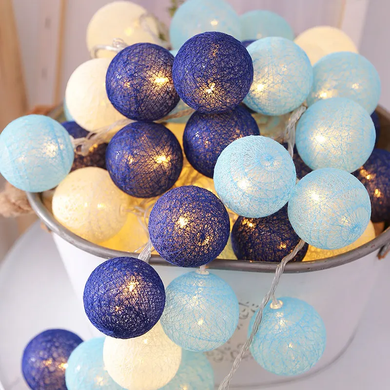 Battery Colorfull Cotton Garland 4cm LED Balls Christmas String Holiday Lights for Home Decoration Wedding Fairy Bedroom Decor-3