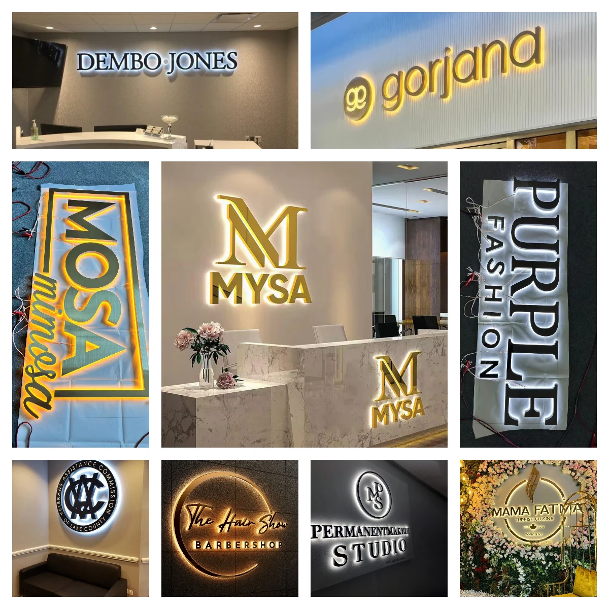 3D Business Logo Metal Backlit Sign Custom LED Metal Storefront Signage Salon  Metal Letters Outdoor Backlit Sign Wall Decor-4