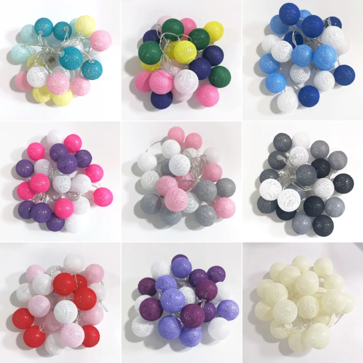 Battery Colorfull Cotton Garland 4cm LED Balls Christmas String Holiday Lights for Home Decoration Wedding Fairy Bedroom Decor-5