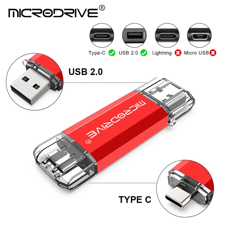 Pendrive Type C OTG USB Flash Drive 128GB 64GB 32GB 16GB 8GB 4GB USB Memory Stick 2.0 Pendrive High Speed for Type-C Device-2