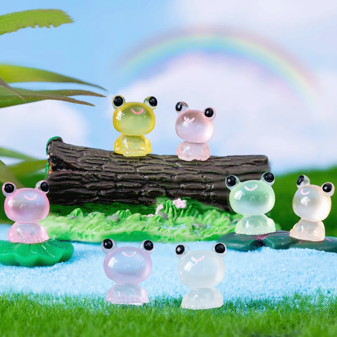 20PCS Mini Frogs Glow At Dark Fairy Garden Miniatures Decoration Luminous Frog Vivarium Micro Landscape DIY Accessories-5