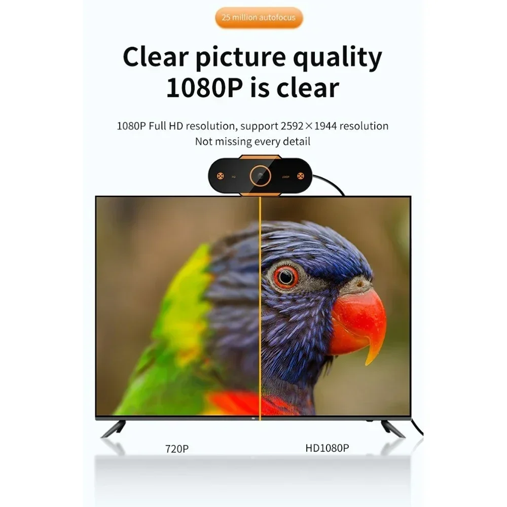1080P HD Webcam Camera Auto Focus Webcam CMOS USB Computer PC Camera with Mic for Video Calling Network Teaching Office Meeting-4
