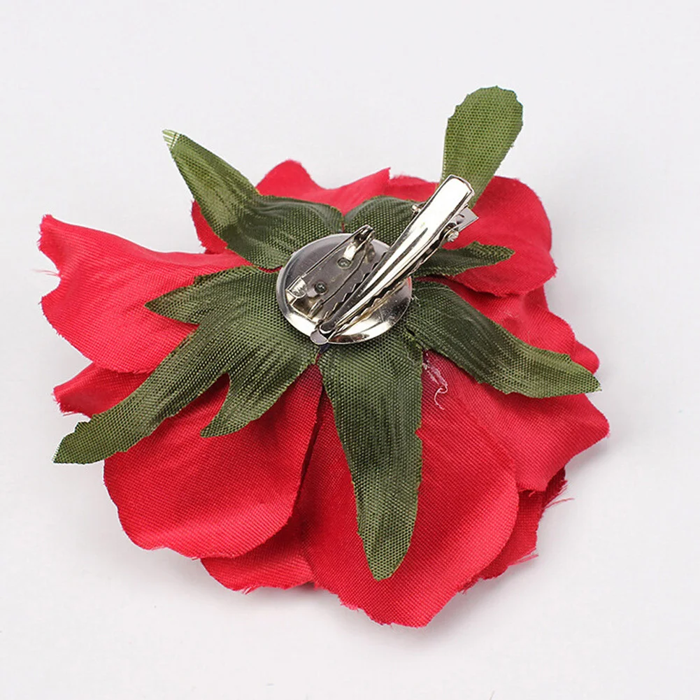 Flamenco Flowers For Hair DIY Headdress For Bridal Flocking Cloth Red Rose Flower Hairpin Hair Clip Party Hair Accessories-5