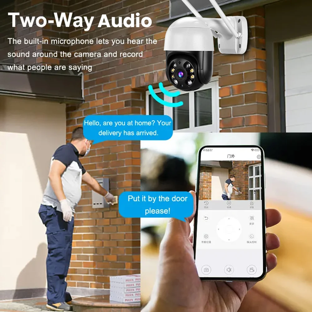4K 8MP PTZ Wifi IP Camera Outdoor 4X Digital Zoom AI Human Detect Wireless Camera H.265 P2P Audio 1080P 5MP Security CCTV Camera-3