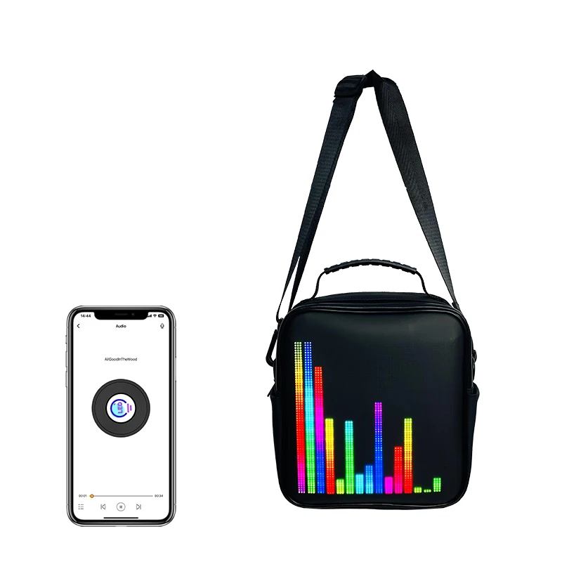LED Display Sling Bag for Men and Women, 64x64 Dots Full Color Screen Backpack, APP Control Dynamic Advertising Crossbody Bags-4