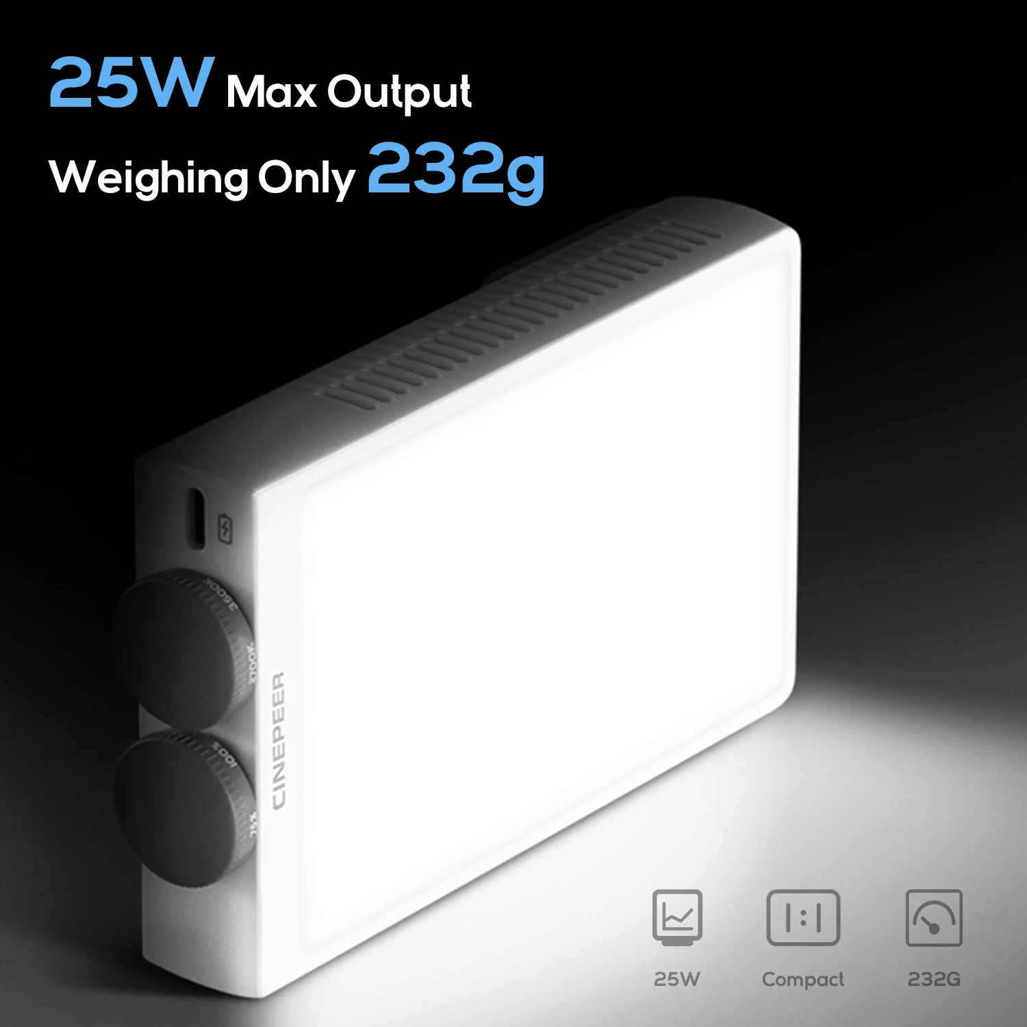 ZHIYUN Official CINEPEER CM25 25W Led Light Handheld Pocket Video Light Bi Color Photo Fill Light Photography Lighting-2