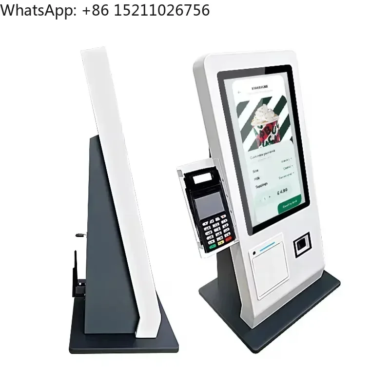 15.6inch Desktop Android11 System 2G+16G self service payment kiosk restaurant with Qr scanner 80mm terminal printer POS bracket-2