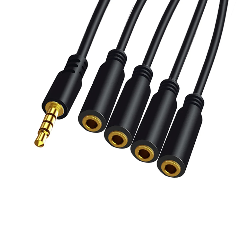 3.5mm Earpphone Spliter Audeo Jack Extender 1 To 6 Ports Aux Cable Earphone Mic Audio Adapter For Phone Headset Splitter Cable-5