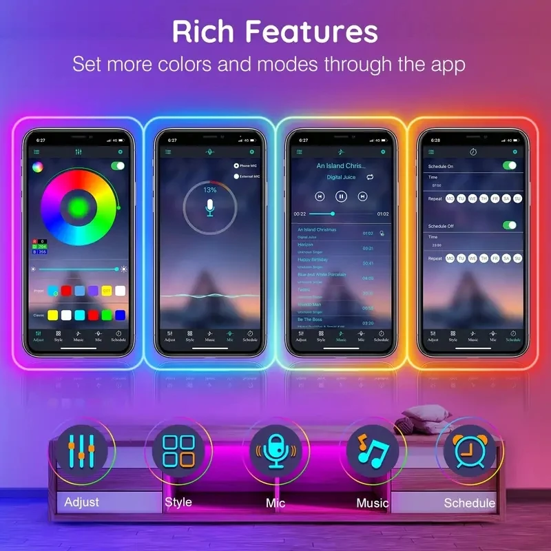 5V USB RGB Neon LED Strip 5M WiFi Waterproof Flexible Neon RGB Strip Work With Tuya App Alexa for TV Home Decor Ambient Lighting-4
