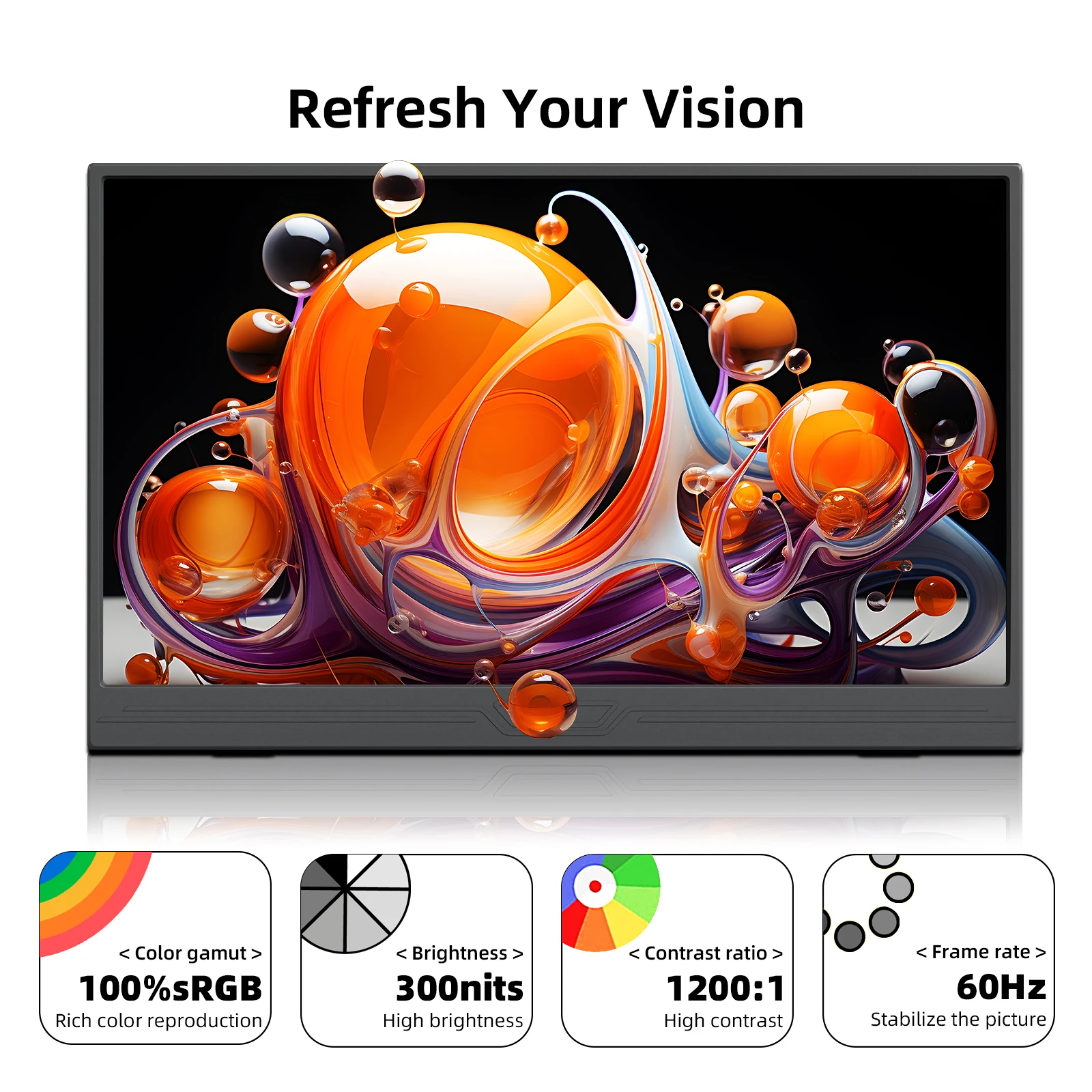ZSUS 3840*2160 13-inch 4K Portable Monitor 60HZ For Laptop XBox PS4 / 5 Switch TV Box Cell Phone PC Extension Mobile-2
