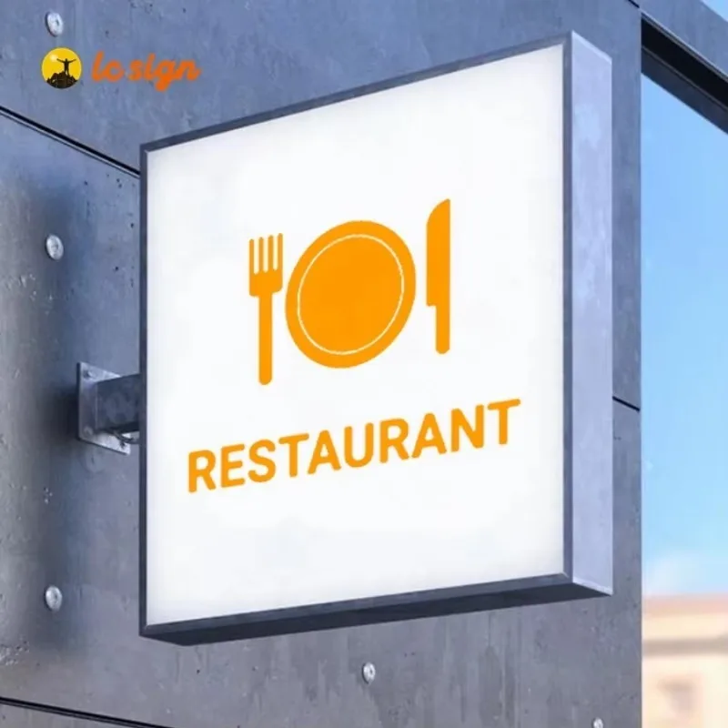 Signage Business Logo Custom Advertising Light Box for Shopping Mall Coffee Storefront Outdoor Waterproof Cube Acrylic Light Box-3