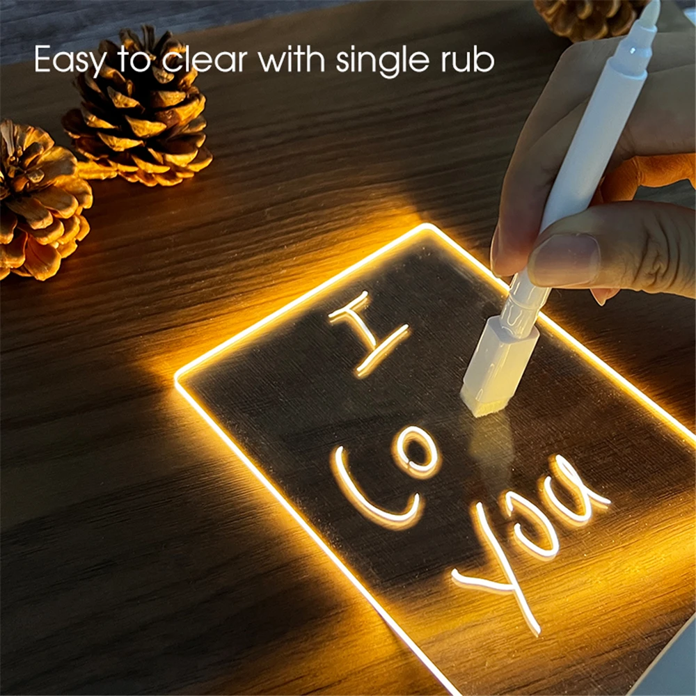 Transparent Luminous LED Night Lights USB Luminous Acrylic Night Light Erasable Write Message Board Calendar Desktop Ornaments-2