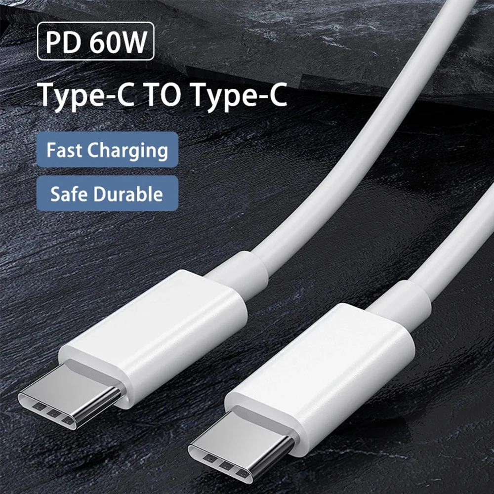 PD 60W USB C to USB Type C Cable Fast Charge Data Cable For Iphone 15 15Pro Huawei Samsung Xiaomi Data Line Black White 1M 2M 3M-2