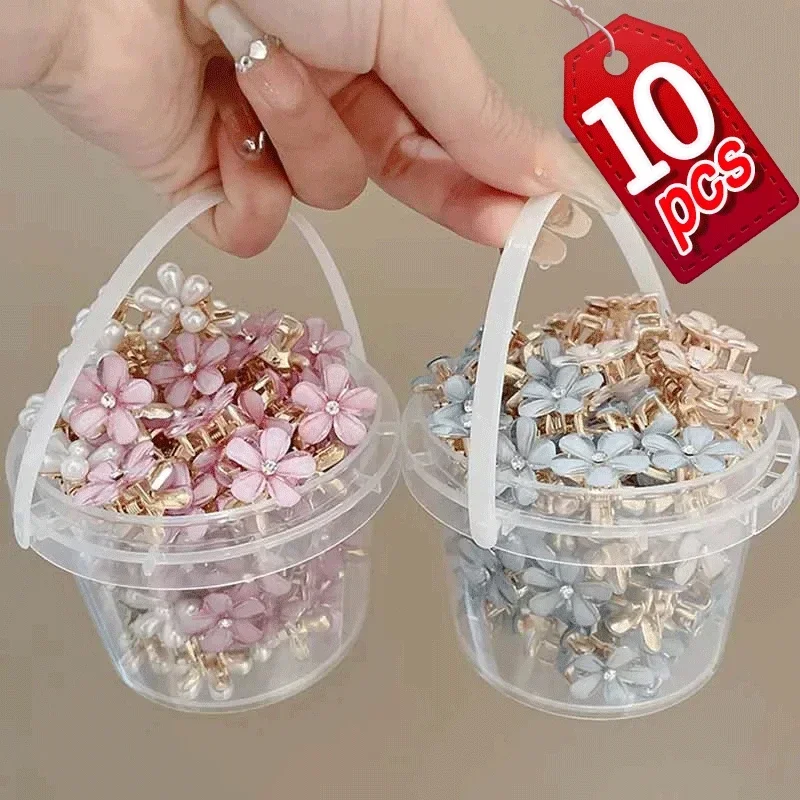1/10pcs Cute Mini Flower Hairclip Claws Women Girls Colorful Opal Hairpins Sweet Small Headdress Barrettes Accessories-2
