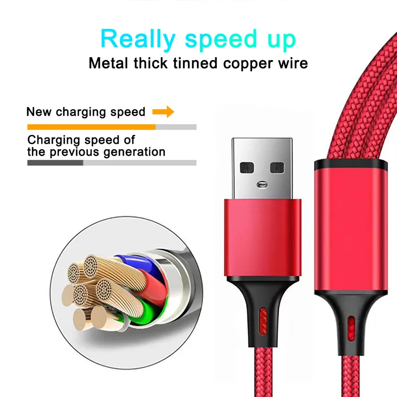 3 In 1 USB Charger Fast Charging Cable Type C Micro IOS Multi Charger Cable for iPhone Huawei Samsung Nylon Braided Cord-6