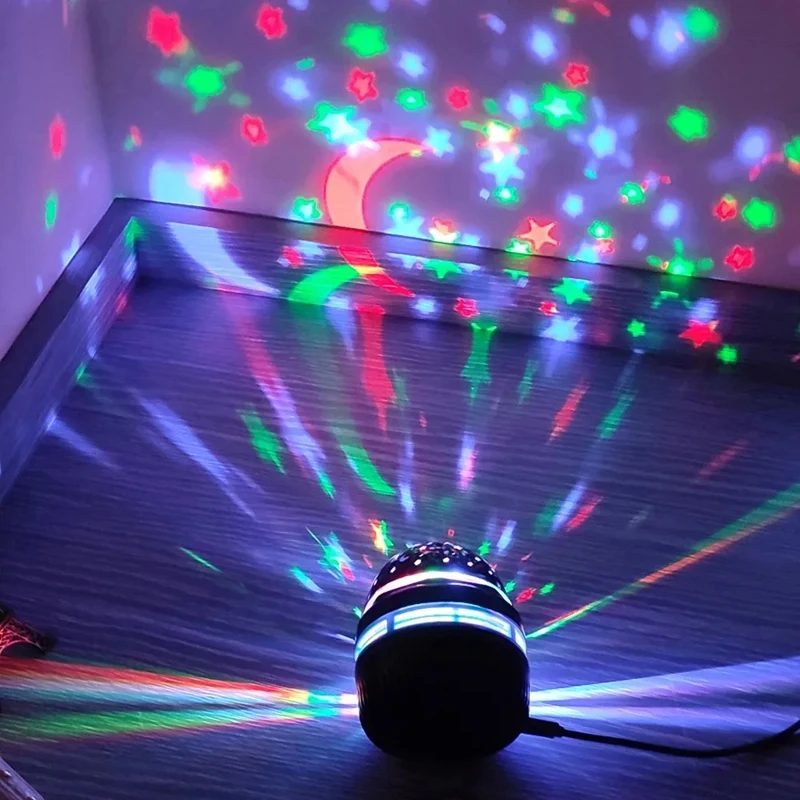 USB Projector Starry Sky Lamp RGB Rotating Magic Ball LED Night Light Decor Bedroom Room Decorative For  Children Christmas Gift-6