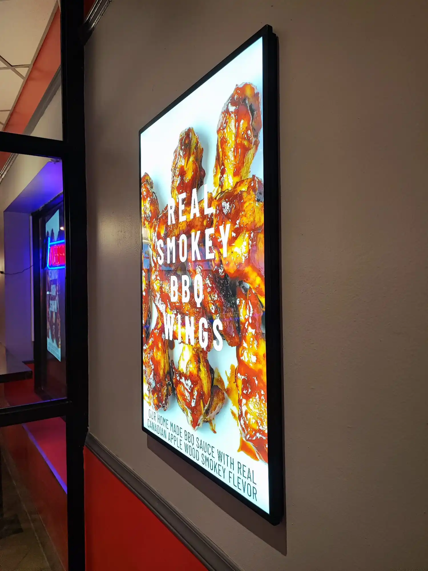 BBQ shop sign glory lightbox indoor menu led display frame for retail
